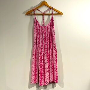 Banana Republic 100% Silk Sundress Braided Straps Racerback Pink Tie Dye